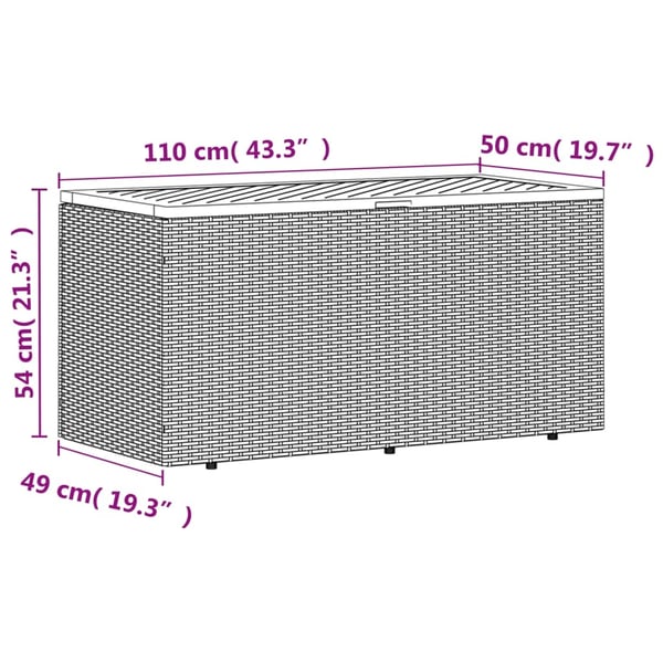 vidaXL Putekasse beige 110x50x54 cm polyrotting akasie