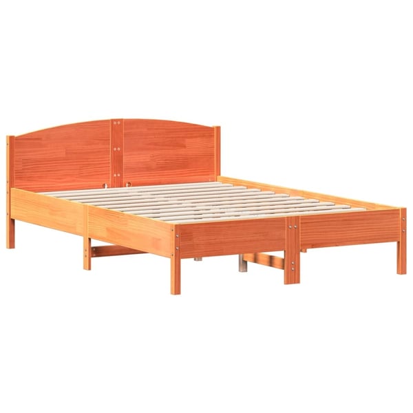 vidaXL Sengeramme uten madrass voksbrun 120x200 cm heltre furu