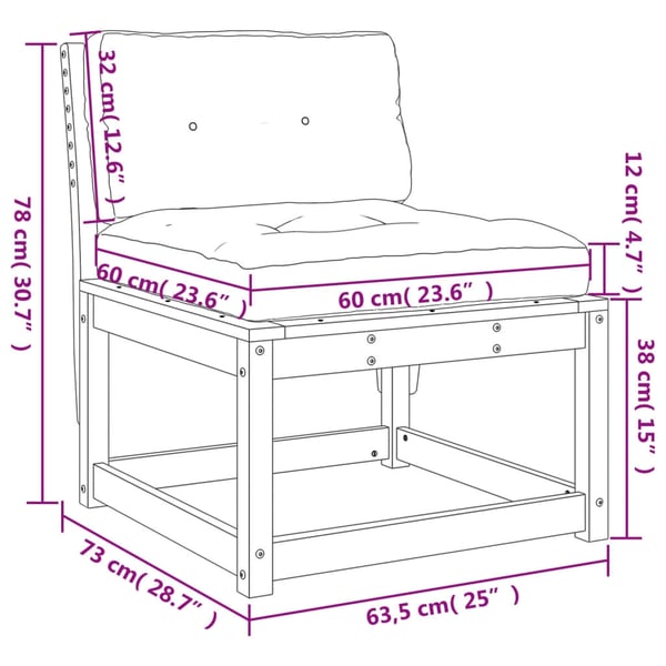 vidaXL Hagesofaer med puter 2 stk hvit heltre furu