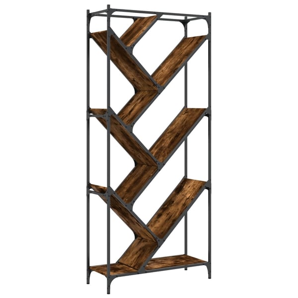 vidaXL bogreol 79x30x180 cm konstrueret træ og metal røget eg