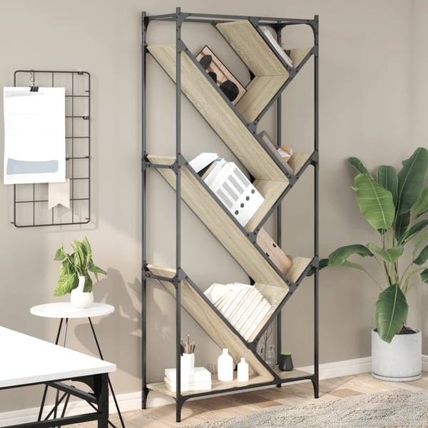 vidaXL bogreol 79x30x180 cm konstrueret træ og metal sonoma-eg