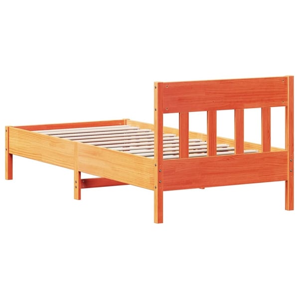 vidaXL Sengeramme uten madrass voksbrun 90x200 cm heltre furu