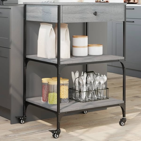 vidaXL Kjøkkentralle grå sonoma 60x48x89,5 cm konstruert tre