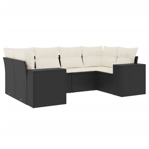 vidaXL Loungegrupp med dynor 6 delar svart konstrotting