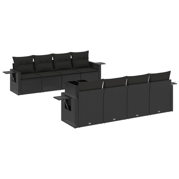 vidaXL sofasæt til haven 9 dele med hynder polyrattan sort