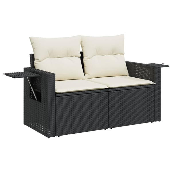 vidaXL sofasæt til haven 4 dele med hynder polyrattan sort
