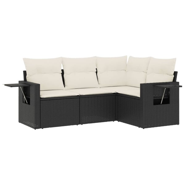vidaXL sofasæt til haven 4 dele med hynder polyrattan sort
