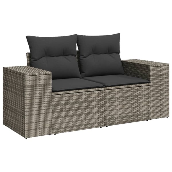 vidaXL sofasæt til haven 8 dele med hynder polyrattan grå