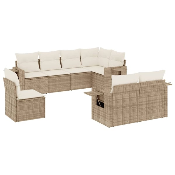 vidaXL sofasæt til haven 8 dele med hynder polyrattan beige