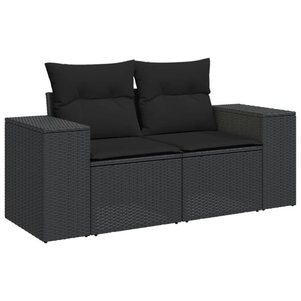 vidaXL sofasæt til haven 11 dele med hynder polyrattan sort