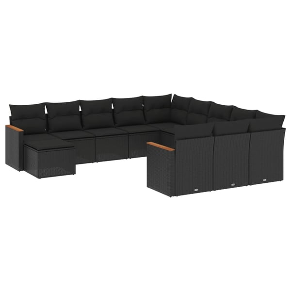 vidaXL Loungegrupp med dynor 12 delar svart konstrotting
