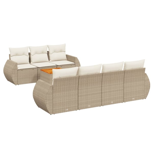 vidaXL sofasæt til haven 8 dele med hynder polyrattan beige