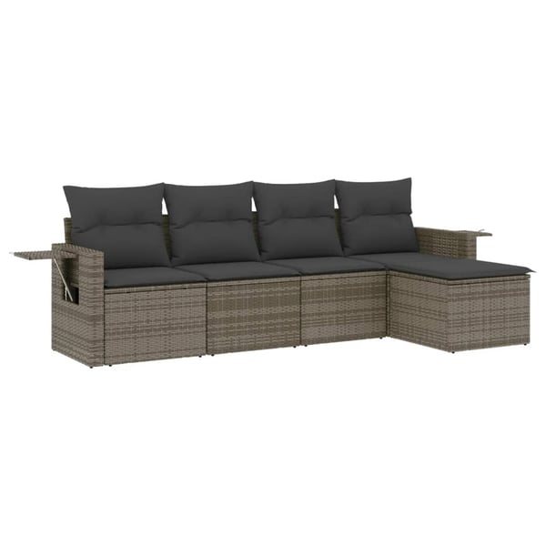 vidaXL sofasæt 5 dele med hynder polyrattan grå