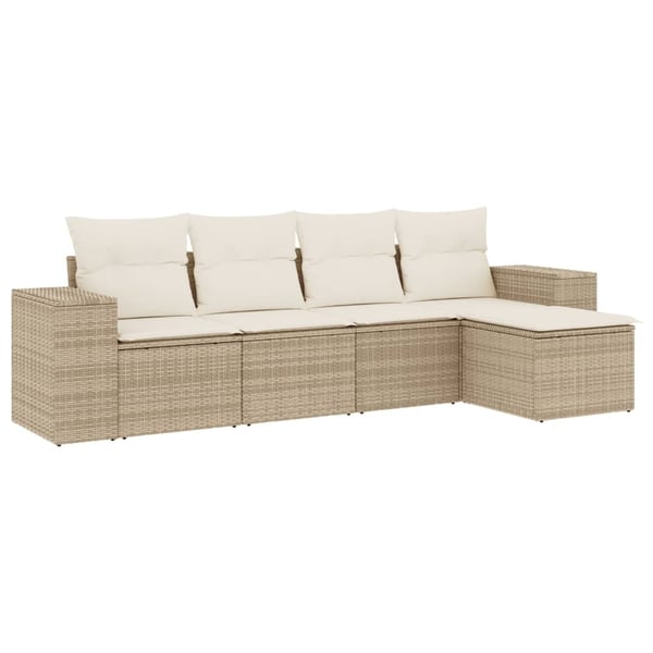 vidaXL sofasæt til haven 5 dele med hynder polyrattan beige