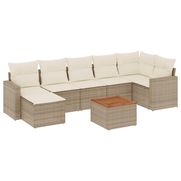 vidaXL sofasæt til haven 8 dele med hynder polyrattan beige