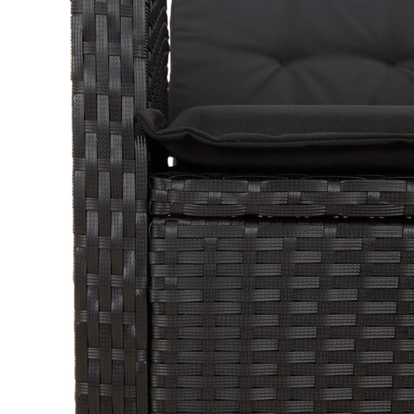vidaXL spisebordssæt til haven 4 dele med hynder polyrattan sort