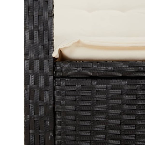 vidaXL spisebordssæt til haven 3 dele med hynder polyrattan sort
