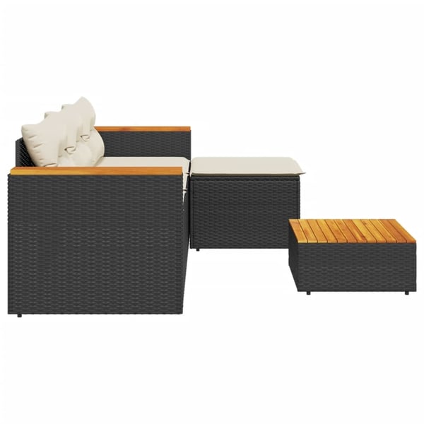 vidaXL sofasæt til haven 3 dele med hynder polyrattan sort