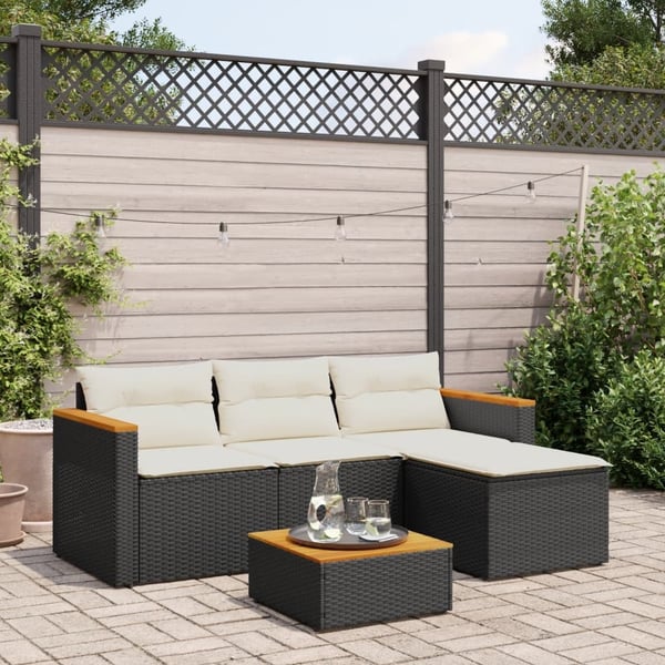 vidaXL sofasæt til haven 3 dele med hynder polyrattan sort