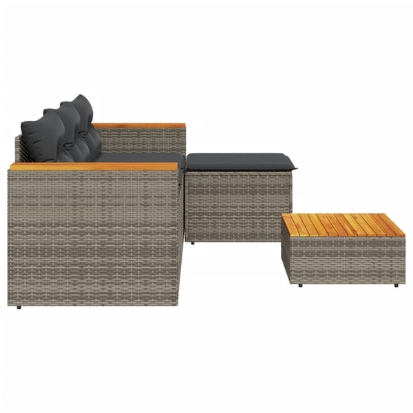vidaXL havesofasæt 3 dele med hynder polyrattan grå