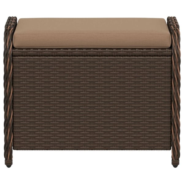 vidaXL haveskammel med hynde 58x46x46 cm polyrattan brun