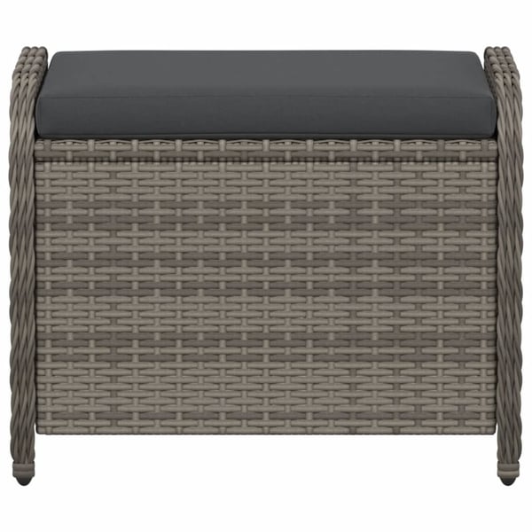vidaXL haveskammel med hynde 58x46x46 cm polyrattan grå