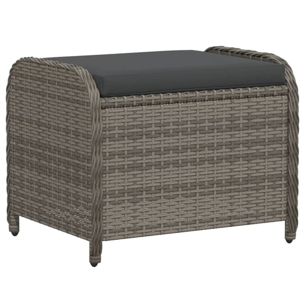 vidaXL haveskammel med hynde 58x46x46 cm polyrattan grå