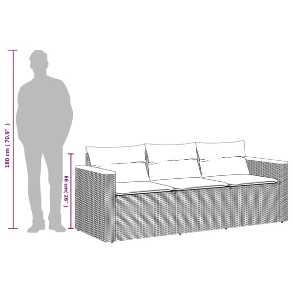 vidaXL 3-personers havesofa med hynder polyrattan beige