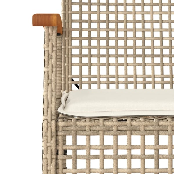 vidaXL havestole 2 stk. med hynder polyrattan og akacietræ beige