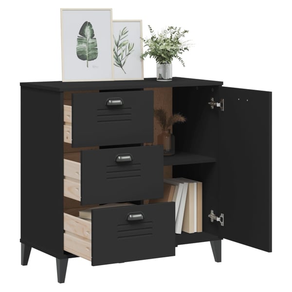 vidaXL Skjenk VIKEN svart 80x40x80 cm konstruert tre