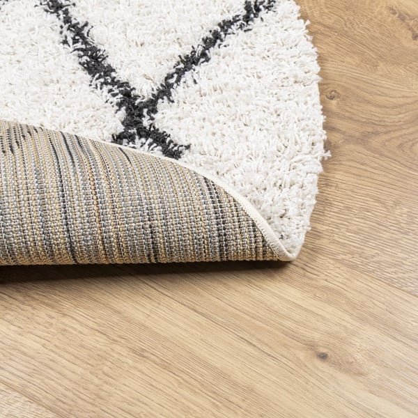 vidaXL Tykt teppe PAMPLONA høy luv moderne krem og svart Ø120 cm