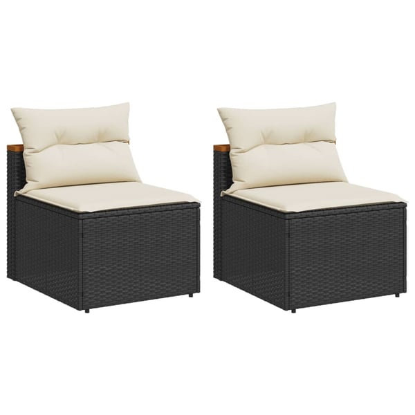 vidaXL sofamoduler til haven 2 stk. med hynder polyrattan sort