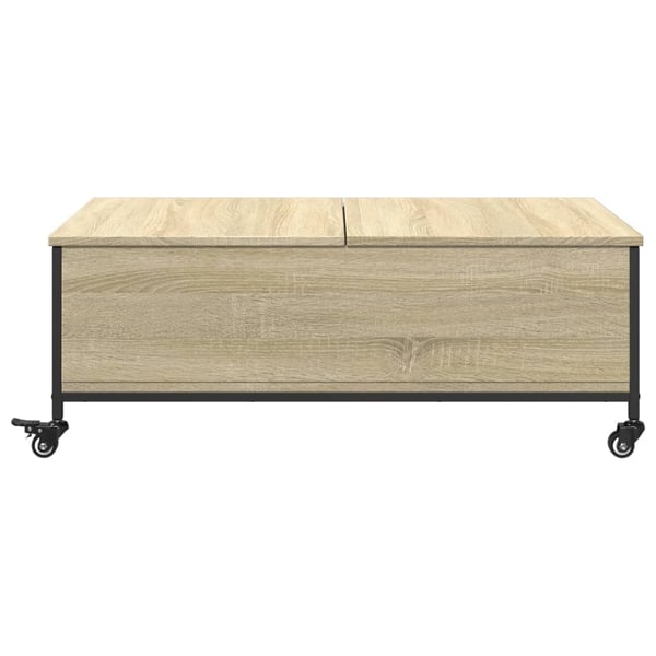 vidaXL Salongbord med hjul svart 91x55x34 cm konstruert tre