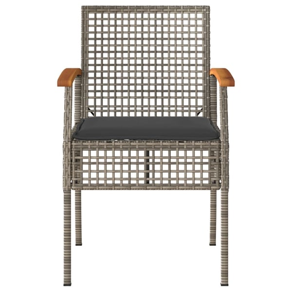 vidaXL havestole 2 stk. med hynder polyrattan og akacietræ grå