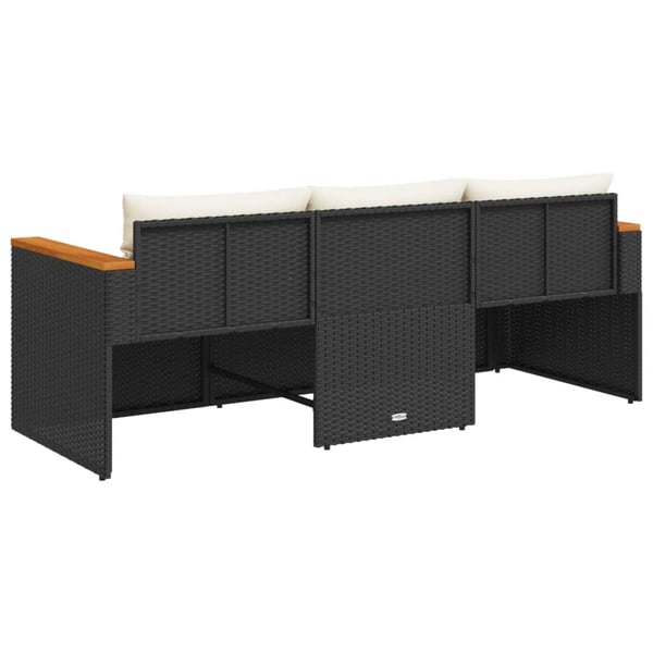 vidaXL 3-personers havesofa med hynder polyrattan sort