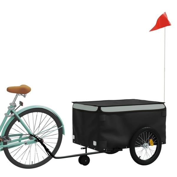 vidaXL cykelanhænger 45 kg jern sort og grå