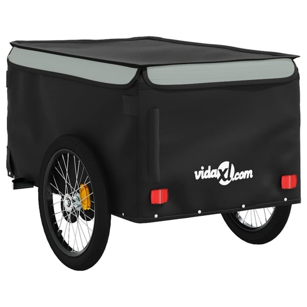 vidaXL cykelanhænger 45 kg jern sort og grå