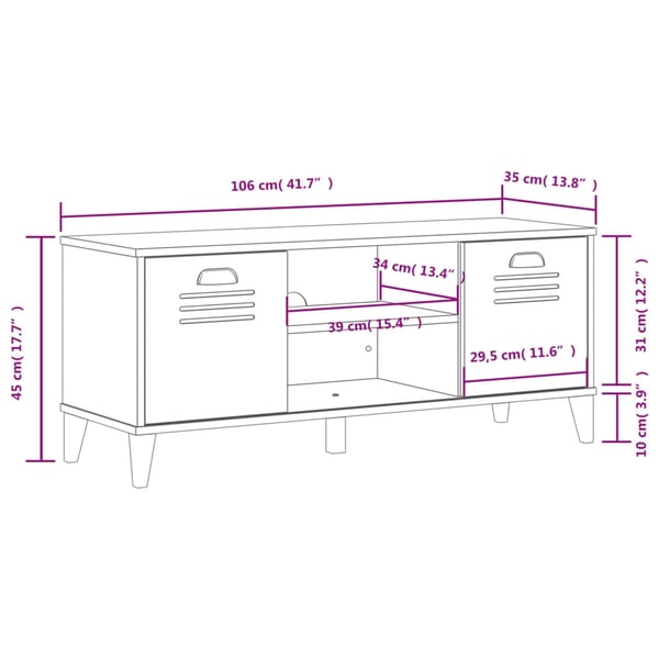 vidaXL Skobenk VIKEN svart 106x35x45 cm konstruert tre