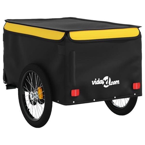 vidaXL Sykkelvogn svart og gul 45 kg jern