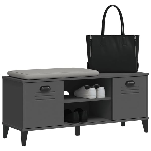 vidaXL Skobenk VIKEN antrasitt grå 106x35x45 cm konstruert tre