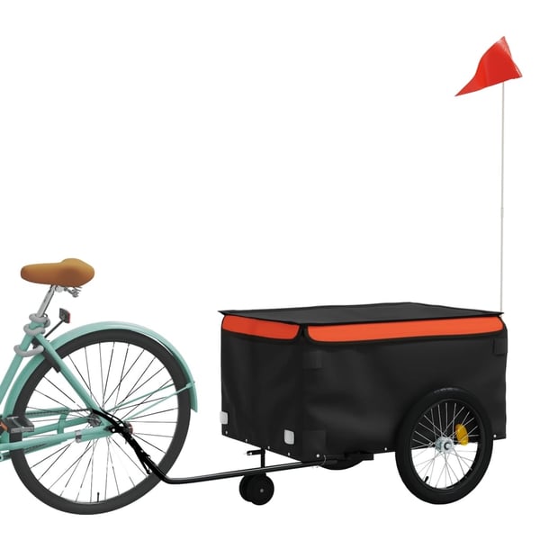 vidaXL cykelanhænger 45 kg jern sort og orange