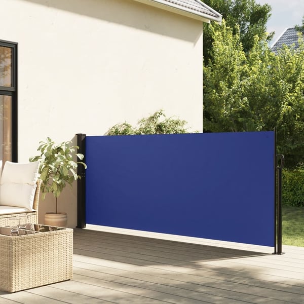 vidaXL sammenrullelig sidemarkise 140x600 cm blå