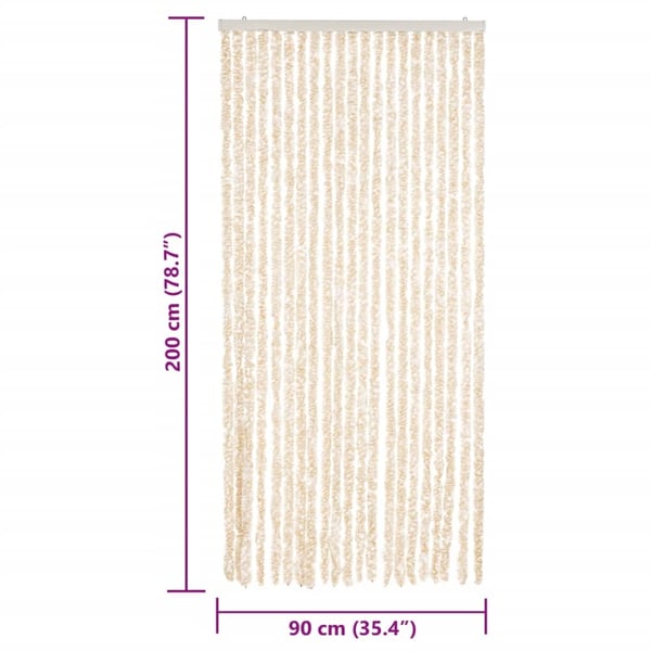 vidaXL flueforhæng 90x200 cm chenille beige og hvid