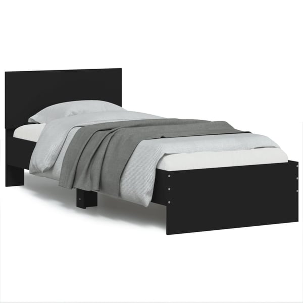 vidaXL Sengeramme med hodegavl og LED-lys svart 75x190 cm