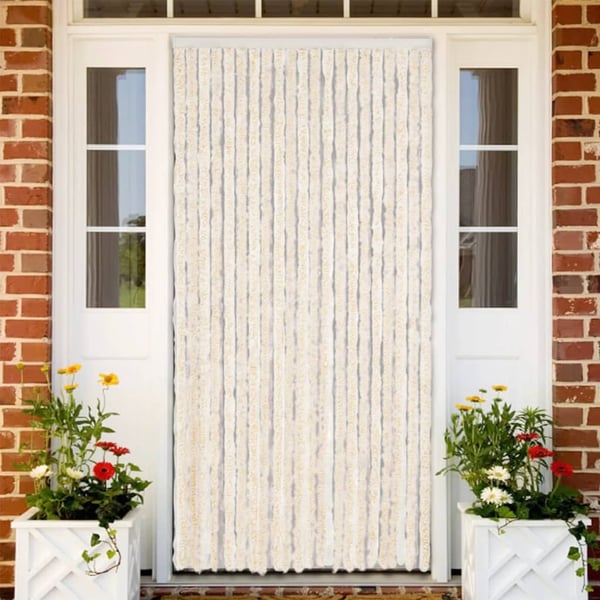 vidaXL Fluegardin beige og hvit 100x220 cm chenille