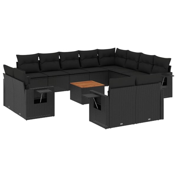 vidaXL sofasæt til haven 13 dele med hynder polyrattan sort