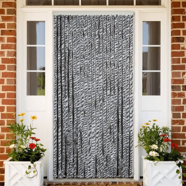 vidaXL Fluegardin grå og svart og hvit 100x230 cm chenille