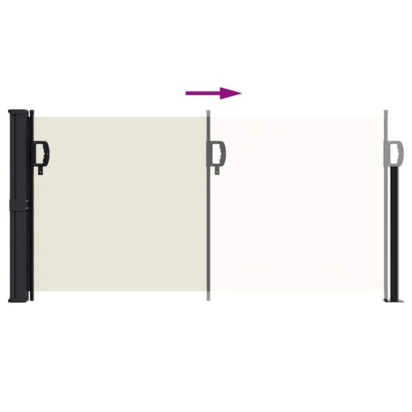 vidaXL Uttrekkbar sidemarkise kremhvit 100x500 cm