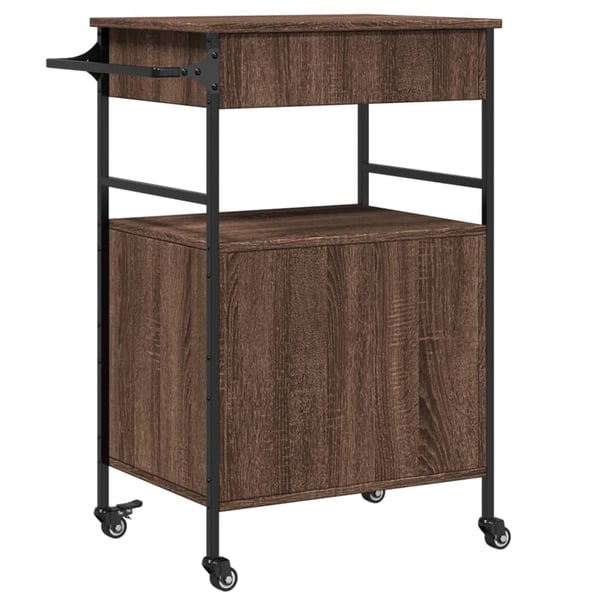 vidaXL Kjøkkentralle brun eik 56x43x89,5 cm konstruert tre