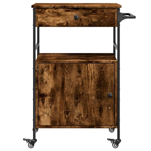 vidaXL Kjøkkentralle røkt eik 56x43x89,5 cm konstruert tre